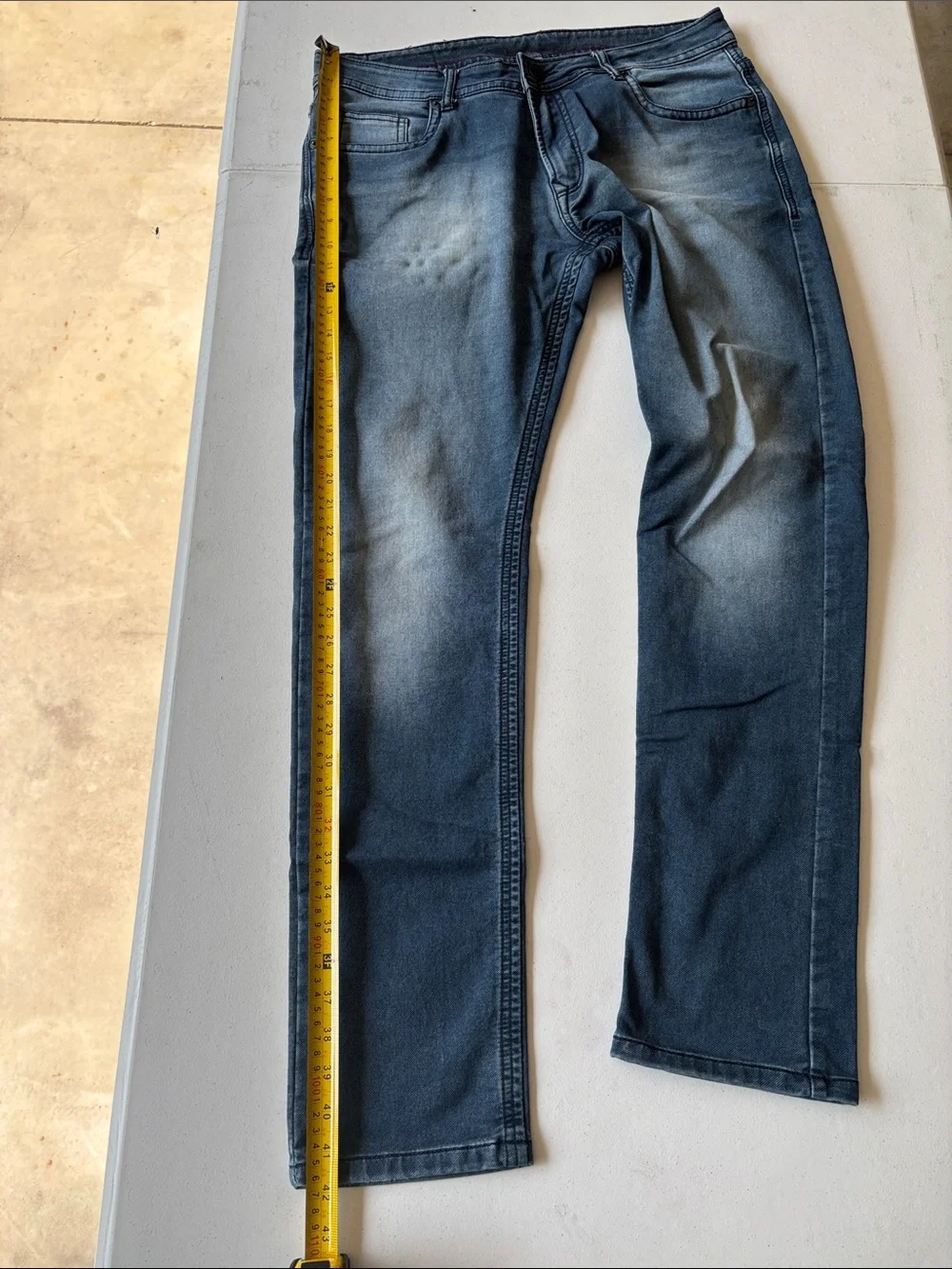 Peter England Men’s Skinny Slim Straight Jeans in Blue Wash 36x32